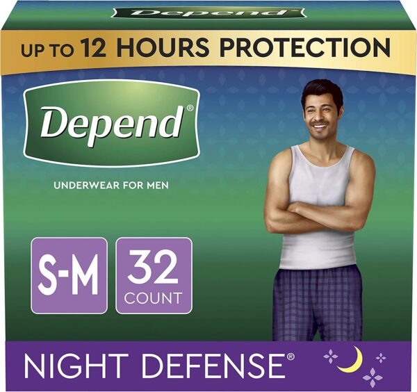 Depend Night  Adult Underwear for Men, Small/Medium, 32 Count (2 Packs of 16)