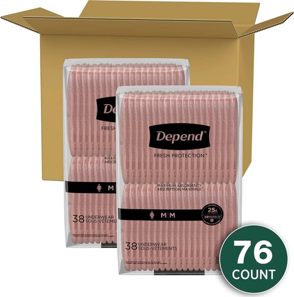 Depend  Underwear for Women, Disposable,  Medium, Blush, 76 Count - Image 2