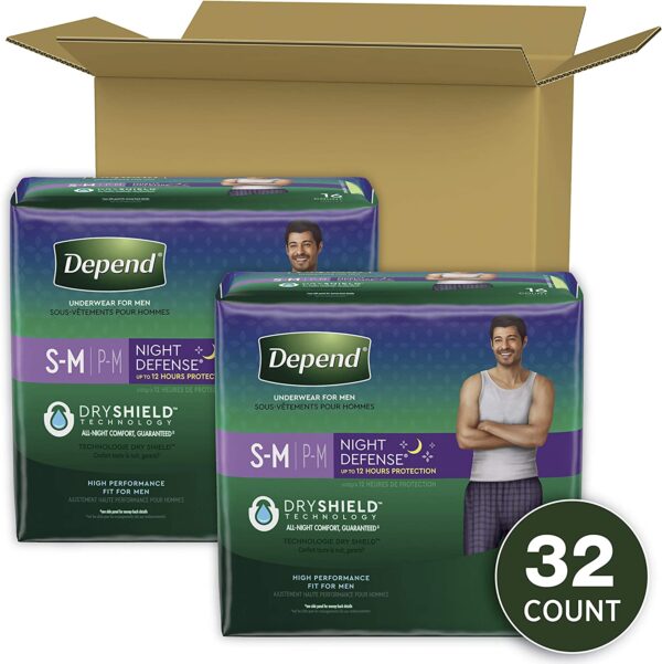 Depend Night  Adult Underwear for Men, Small/Medium, 32 Count (2 Packs of 16) - Image 2