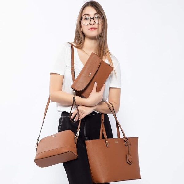 Handbags for Women Shoulder Bags Tote Satchel Hobo 3pcs Purse Set - Image 2