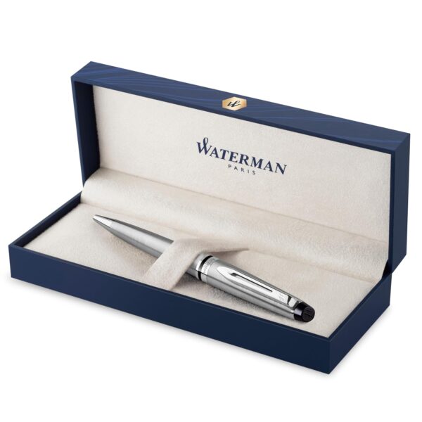 WATERMAN Expert Stainless Steel, Ballpoint Pen with Medium Blue refill