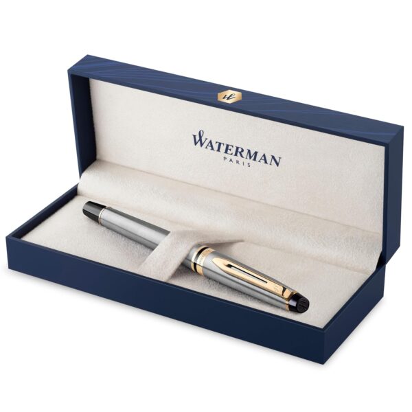 Waterman Expert Stainless Steel with Golden Trim