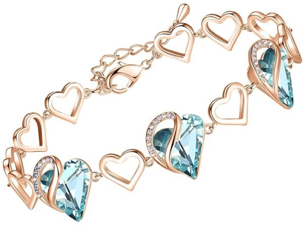 Leafael 18K Rose Gold Plated Love Heart Link Bracelet for Women