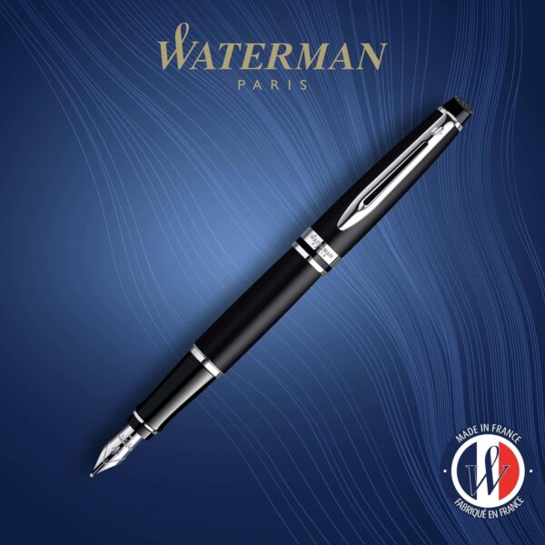 Waterman Expert Matte Black, Fountain Pen with Fine nib and Blue ink - Image 3