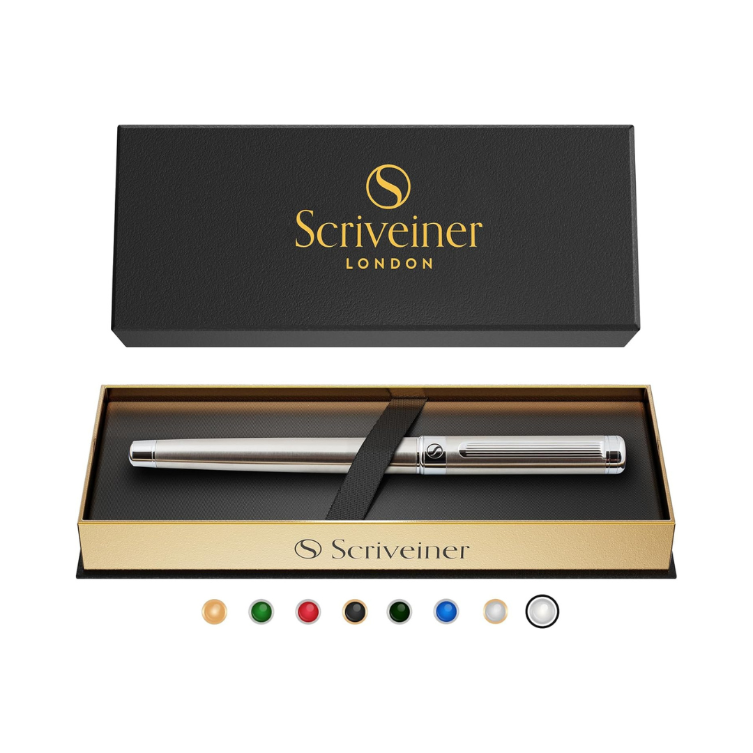 Scriveiner Stainless Steel Rollerball Pen - Stunning Luxury Metal Pen