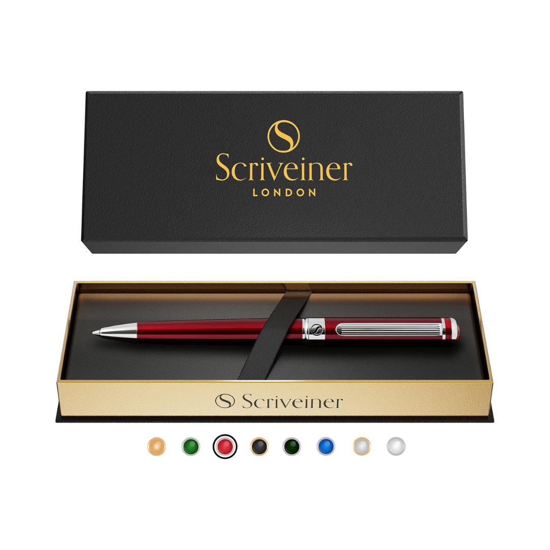 Scriveiner Deep Crimson Ballpoint Pen - Stunning Red Lacquer Luxury Pen