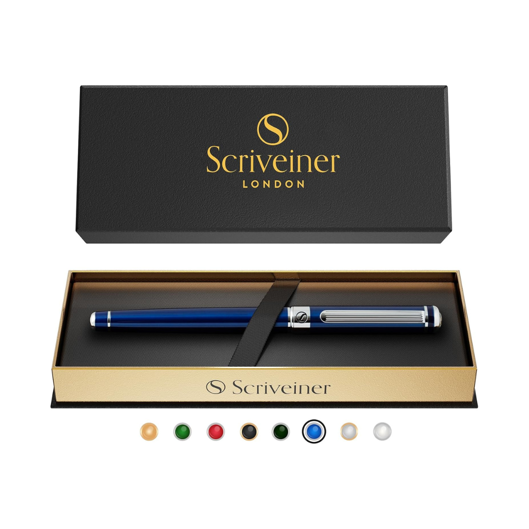 Scriveiner Midnight Blue Rollerball Pen - Stunning Blue Lacquer Luxury Pen
