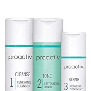 Proactiv 3 Step Acne Treatment - Benzoyl Peroxide Face Wash, Repairing Acne Spot Treatment for Face and Body, Exfoliating Toner - 30 Day Complete Acne Skin Care Kit