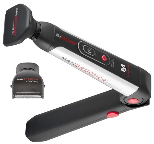 MANGROOMER - ULTIMATE PRO Back Shaver with 2 Shock Absorber Flex Heads, Power Hinge, Extreme Reach Handle and Power Burst