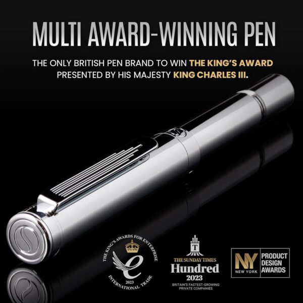 Scriveiner Silver Chrome Rollerball, Award Winning Luxury Pen - Image 2