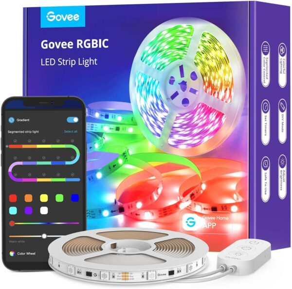 Govee LED Strip Lights RGBIC, 16.4ft Bluetooth Color Changing LED Lights with Segmented App Control, Smart LED Strip Color Picking, Music Sync LED Lights for Bedroom, Living Room, Party