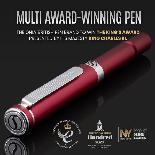 Scriveiner Red Rollerball EDC Luxury Pen, Stunning Pocket Pen with Chrome Finish - Image 2