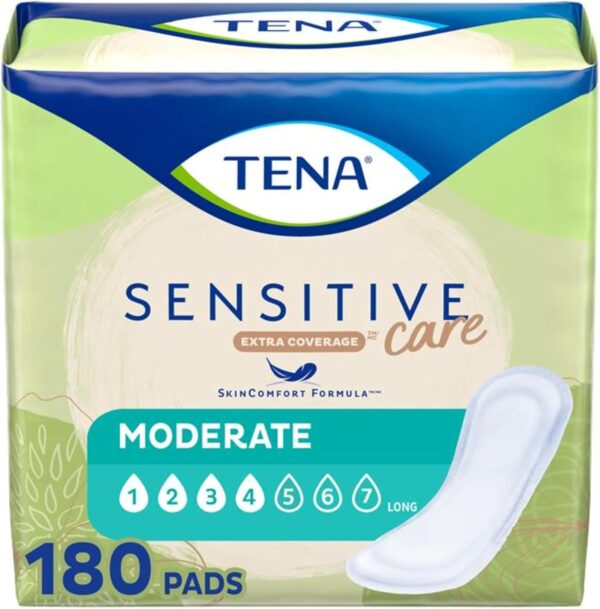 TENA Incontinence Pads, Bladder Control & Postpartum for Women, Moderate Absorbency, Long, Intimates - 180 Count