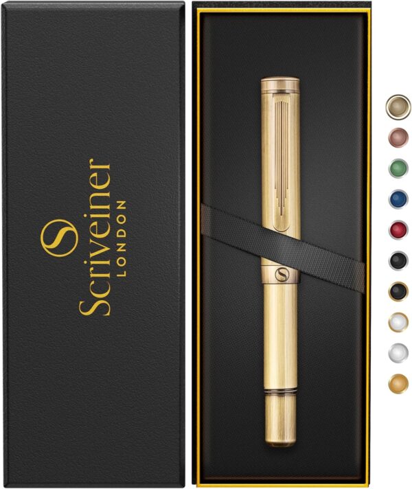 Scriveiner Brass EDC Luxury Rollerball Pen, Stunning Heavy Pocket Pen