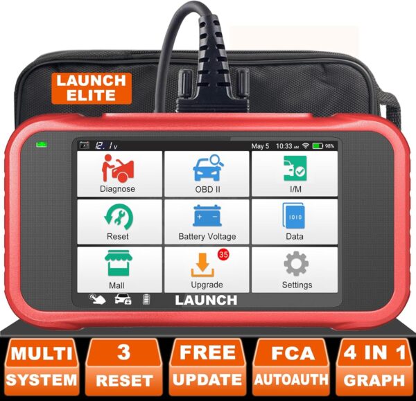 LAUNCH OBD2 Scanner CRP123E Elite, Lifetime Free WiFi Update Scan Tool, FCA Autoauth, SAS Calibration/Throttle Reset/Oil Reset Diagnostic Scanner, Multi Systems Car Scanner, Battery Test, Auto VIN