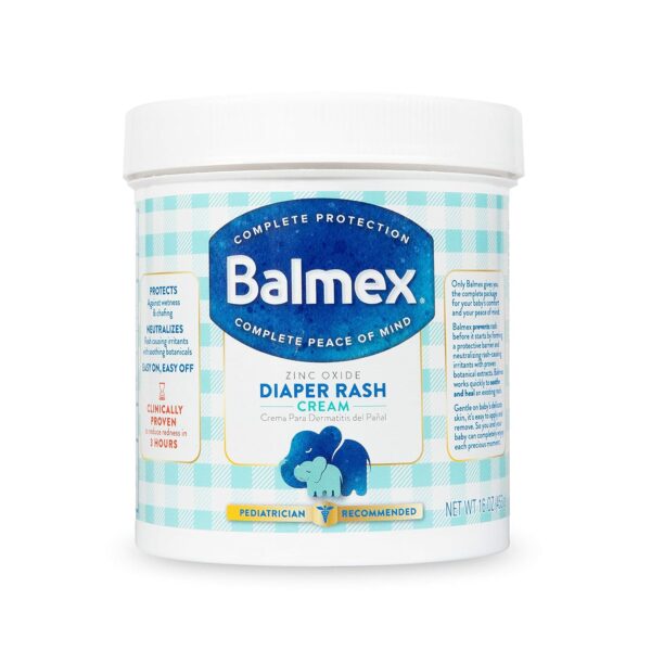 Balmex Complete Protection Daily Baby Diaper Rash Cream, Clinically Proven To Reduce Redness in Just One Use*, with Zinc Oxide + Botanicals, Pediatrician-Recommended & Dermatologist Tested, 16oz