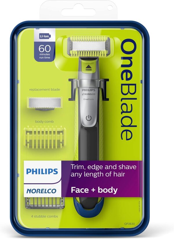 Philips Norelco OneBlade Face + Body Hybrid Electric Trimmer and Shaver, QP2630/70