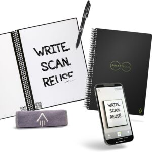 Rocketbook Core Reusable Smart Notebook | Innovative, Eco-Friendly, Digitally Connected Notebook with Cloud Sharing Capabilities | Dotted, 6" x 8.8", 36 Pg, Infinity Black, with Pen, Cloth, and App Included