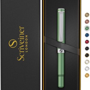 Scriveiner Green Rollerball EDC Luxury Pen, Stunning Pocket Pen with Chrome Finish