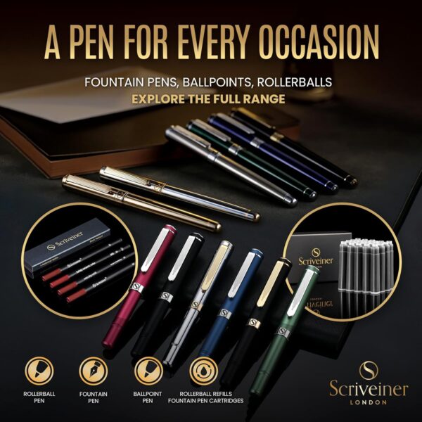 Scriveiner Personalized Black Rollerball EDC Pen, Stunning Pocket Pen with 24K Gold Finish - Image 8