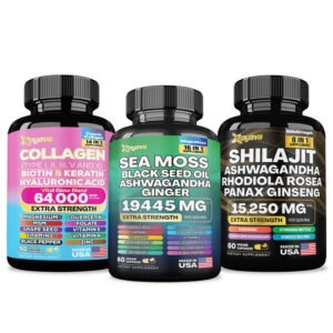 Zoyava Vitality & Radiance Trio: Sea Moss Magic, Shilajit Power, & Cosmic Collagen Complex