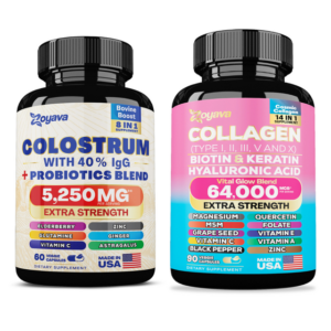 Zoyava Radiant Vitality Duo: Highly Potent Bovine Colostrum Capsules (5250Mg) & Cosmic Collagen Beauty Complex (64,000Mcg)