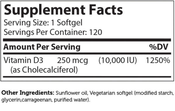 Zahler's Vitamin D3 Softgels 10 000 Iu General Health 250 Softgels - Image 4