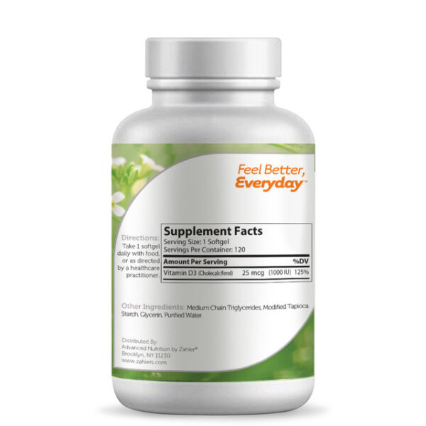 Zahler's Vitamin D3 Softgels 10 000 Iu General Health 250 Softgels - Image 3