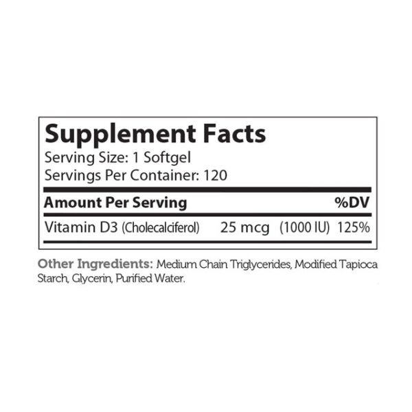 Zahler's Vitamin D3 Softgels 1000 Iu General Health 120 Softgels - Image 4