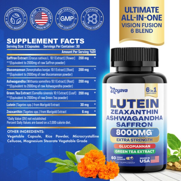 Zoyava Ultimate Bundle: Sightshield Lutein And Zeaxanthin Supplements 8000 Mg And Saffron Zestyzen Blend - 4,000Mg - Image 2