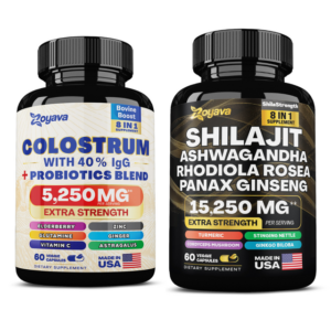 Zoyava Powerful Duo For Immunity, Gut Health, And Vitality: Bovine Colostrum Capsules (5250Mg) & Shilajit Power Shilastrength Blend (15,250Mg)