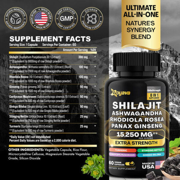 Zoyava Vitality Boost Duo: Sea Moss 16-In-1 Magic Moss 120 Caps & Shilajit Power Shilastrength Blend 60 Caps- Energize Your Life! - Image 5