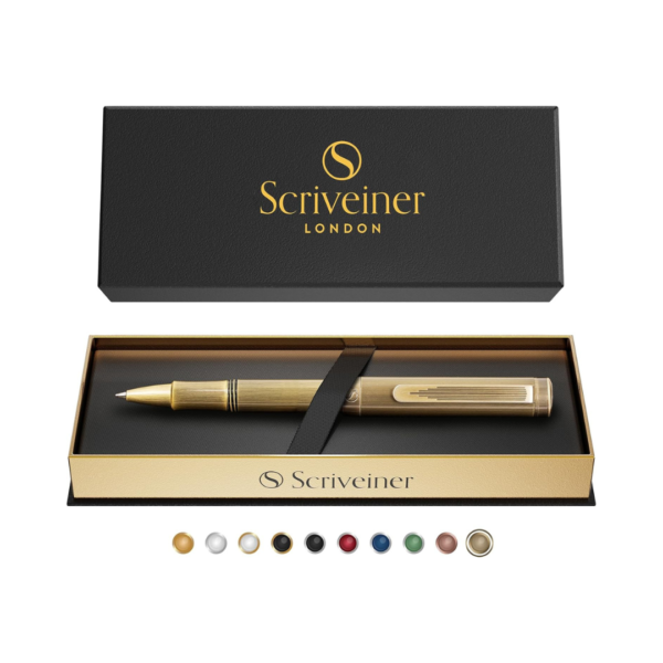 Scriveiner Brass EDC Luxury Rollerball Pen, Stunning Heavy Pocket Pen