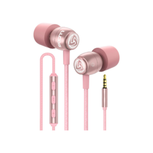 LUDOS Clamor Wired Earbuds in-Ear Headphones, 5 Years Warranty, Earphones with Microphone, Noise Isolating Ear Buds, Memory Foam for iPhone, Samsung, School Students, Kids, Women, Small Ears – Pink