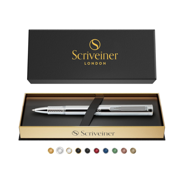 Scriveiner Silver Chrome Rollerball, Award Winning Luxury Pen