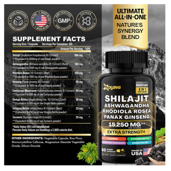 Zoyava Powerful Duo For Immunity, Gut Health, And Vitality: Bovine Colostrum Capsules (5250Mg) & Shilajit Power Shilastrength Blend (15,250Mg) - Image 5