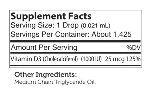 Zahler's Vitamin D3 Liquid 1000 Iu General Health 30 Ml - Image 3