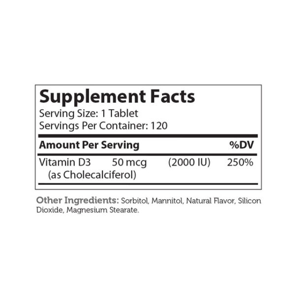 Zahler's Vitamin D3 Chewable 2000 Iu General Health 120 Tablets - Image 4