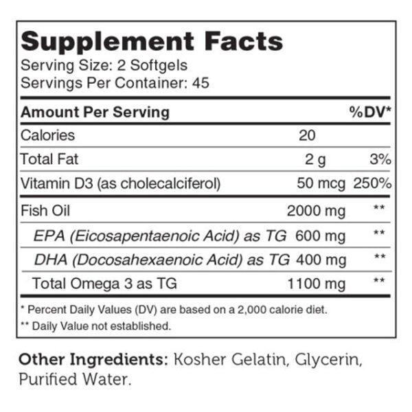 Zahler's Omega 3 Platinum + D Advanced Health 90 Softgels - Image 3