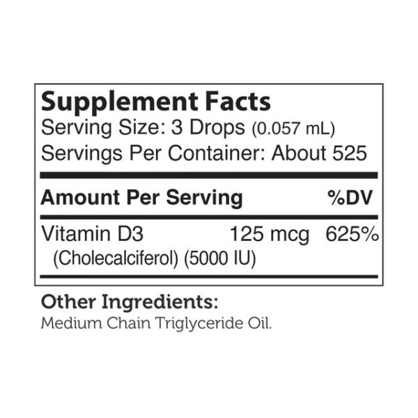 Zahler's Vitamin D3 Liquid 5000 Iu General Health 1FL.OZ - Image 3