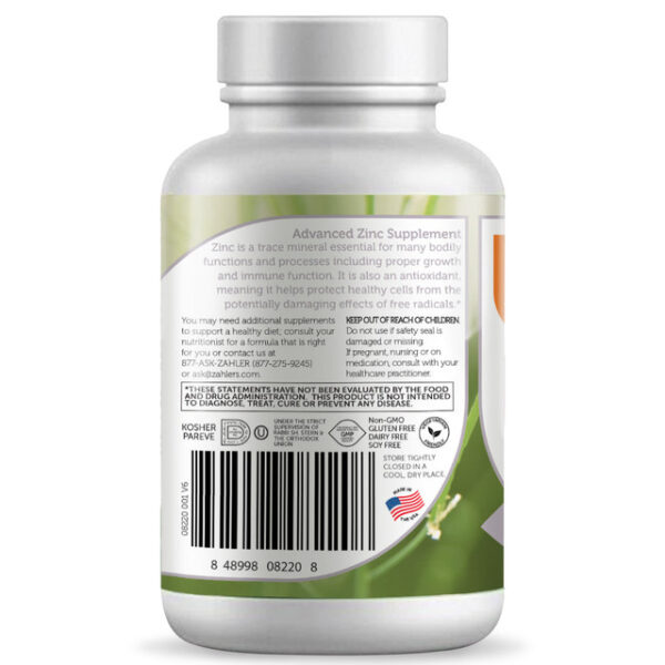 Zahler's Zinc Capsules General Health 90 Capsules - Image 2