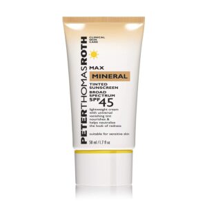 Peter Thomas Roth | Max Mineral Tinted Sunscreen Broad Spectrum SPF 45 | Tinted Moisturizer with SPF, Water-Resistant Mineral Sunscreen For Sensitive Skin, 1.7 Fl Oz. (Pack of 1)