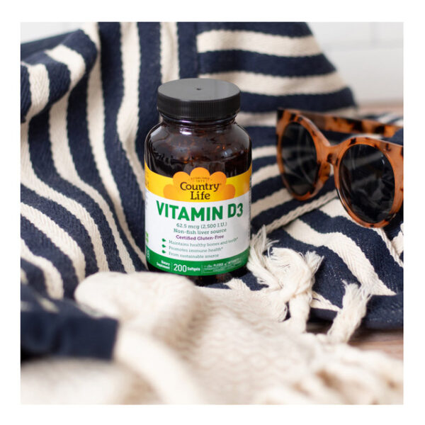 Country Life Vitamin D3 2,500 I.U. (60 softgels) - Image 5