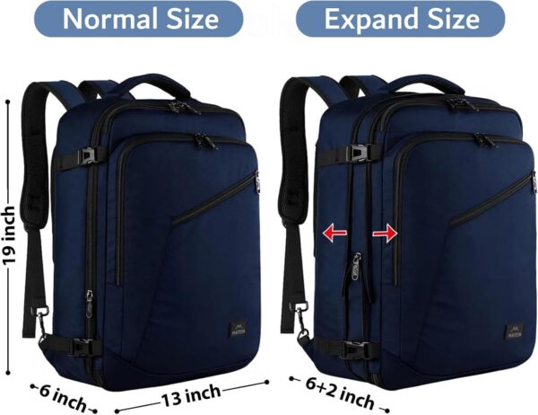 MATEIN Weekender Backpack, Large Capacity Travelling Suitcase Backpack with Strap for Clothes, Expandable Flight Approved Business Carry on Backpack for International Travel, Blue - Image 2