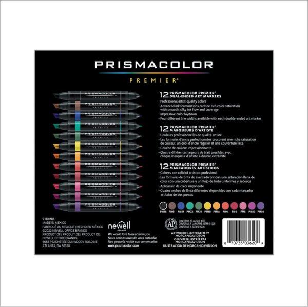 Prismacolor Premier Double-Ended Art Markers, Fine and Chisel Tip, 12 Pack - Image 2