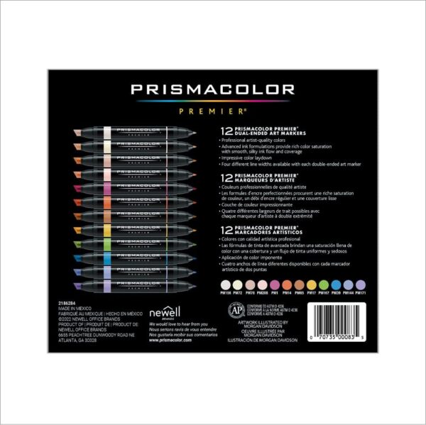 Prismacolor Premier Double-Ended Art Markers, Fine And Chisel Tip, Manga Colors, Adult Coloring, 12 Pack - Image 3