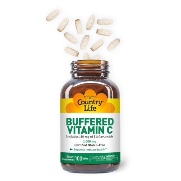 Country Life Buffered Vitamin C with Bioflavonoids 1000mg (100 tablets) - Image 2