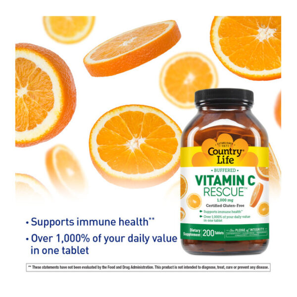 Country Life Buffered Vitamin C Rescue 1000 mg - Image 3