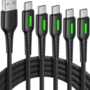 INIU USB C Cable, [5 Pack 3.1A] QC 3.0 Fast Charging USB Type C Cable, (1.6+3.3+3.3+6.6+6.6ft) Nylon Braided Phone Charger USB-C Cord for Samsung Galaxy S21 S20 S10 Plus Note 10 LG Google Pixel etc