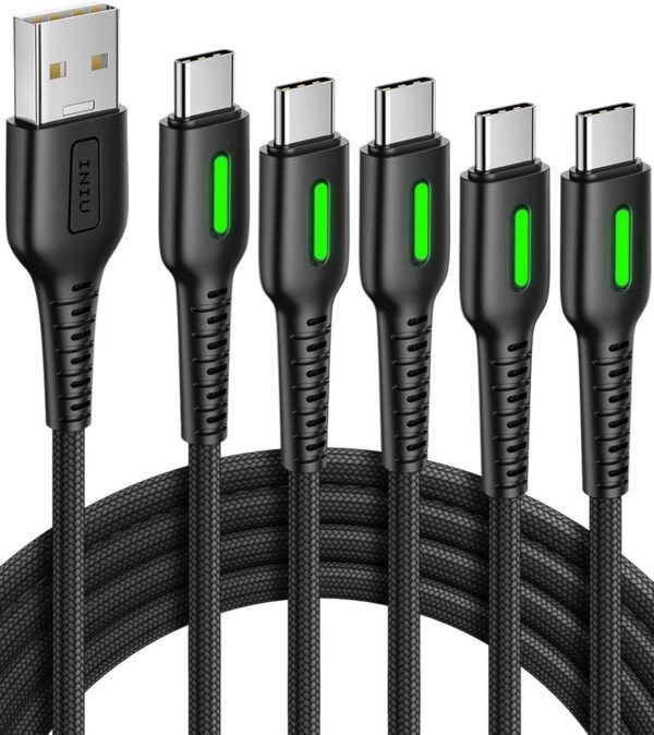 INIU USB C Cable, [5 Pack 3.1A] QC 3.0 Fast Charging USB Type C Cable, (1.6+3.3+3.3+6.6+6.6ft) Nylon Braided Phone Charger USB-C Cord for Samsung Galaxy S21 S20 S10 Plus Note 10 LG Google Pixel etc